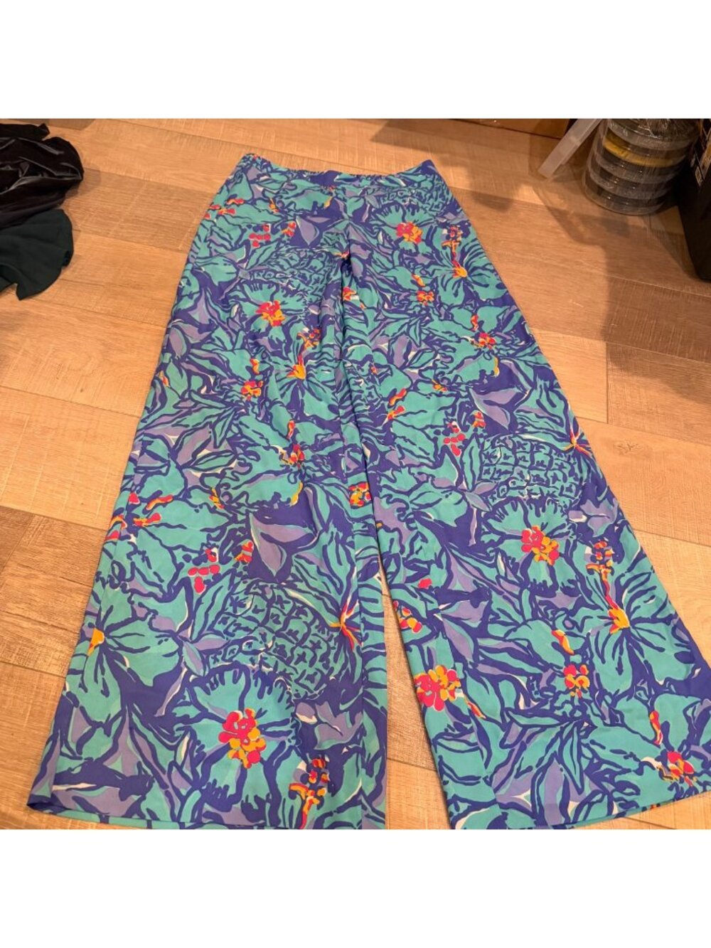 LILLY PULITZER WOMENS FLORAL PULL ON SWIM COVER PANTS BLUE SMALL